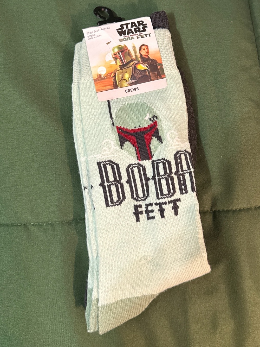 Star Wars Mint Green & Black Boba Fett Crew Socks